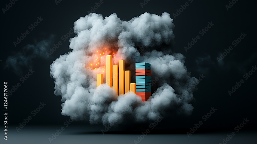 Poster dynamic financial growth visualization digital environment data analysis abstract concept dramatic v