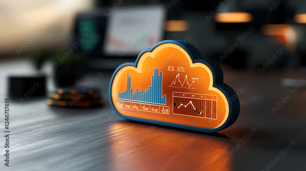 Aufkleber data visualization and analysis of cloud-based metrics modern workspace infographic display digital 