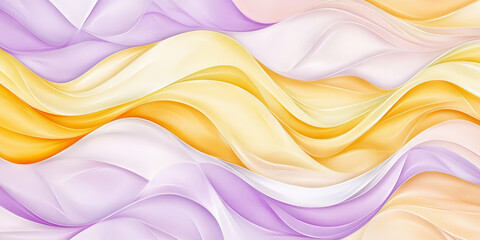 Obraz premium A seamless abstract background featuring flowing organic waves in peach fuzz, sunshine yellow, and lilac, adding a sense of softness and tranquility to the composition.
