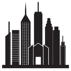 Obraz premium Different style building silhouettes set skyscraper pack of vector silhouette design