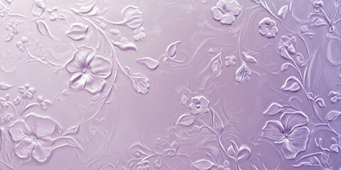 A romantic lilac abstract background with delicate floral patterns subtly embossed into a misty lavender gradient, evoking a soft, vintage-inspired elegance.