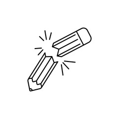 A pencil outline icon broken in the middle.