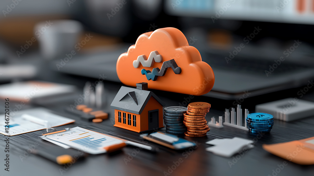 Poster data-driven real estate analysis office environment digital visualization modern workspace informati