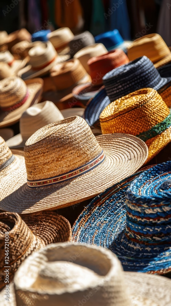 Poster exploring artisan craftsmanship of sombreros artisan market detailed image rustic environment eye-le