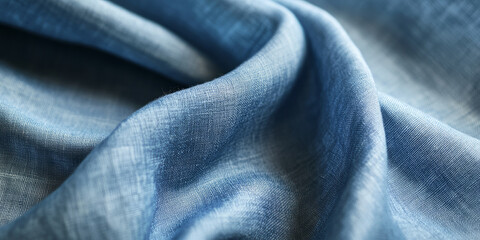 A textured chambray blue abstract background resembling aged fabric, with visible textile fibers, soft creases, and a natural linen-like texture. The gentle blue hues add a rustic yet modern charm.