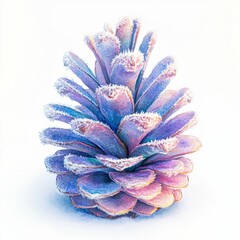 Colorful, frost-covered pine cone.