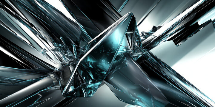 A sleek abstract design with three colors--jet black, silver, and icy blue--blending together in futuristic geometric shapes. Ideal for tech branding, sci-fi projects, or modern digital art.