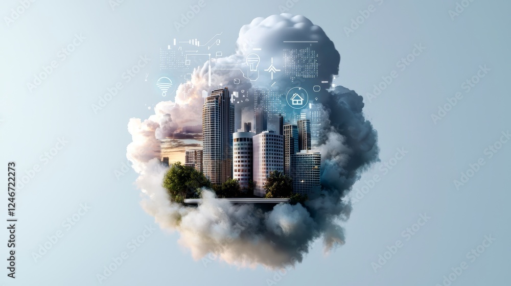 Poster in a smart city, modern creative communication and internet networks are seamlessly linked. this int