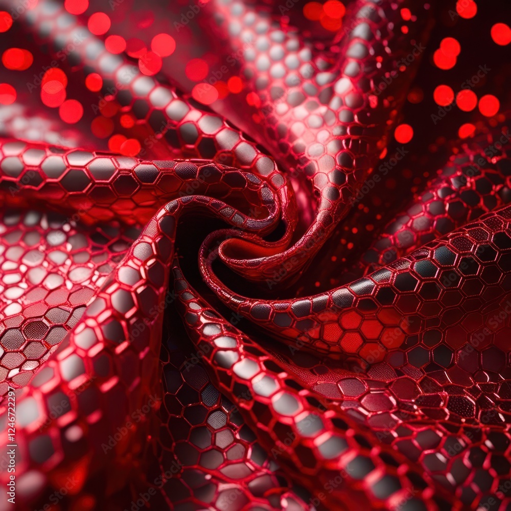 Aufkleber red fabric with a pattern of hexagons