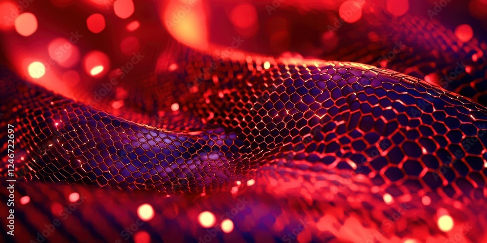 Poster red and purple fabric with a pattern of small dots