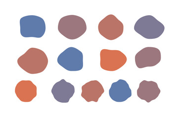 ゆるい円形のフレームセット　くすみ　赤青