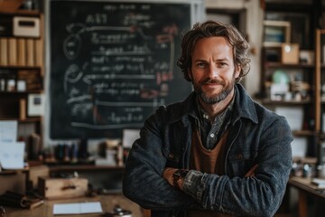 Confident math teacher in a vibrant classroom engaging elementary students