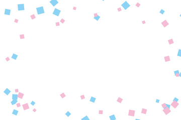 紙ふぶきの横長フレーム　ピンク 水色