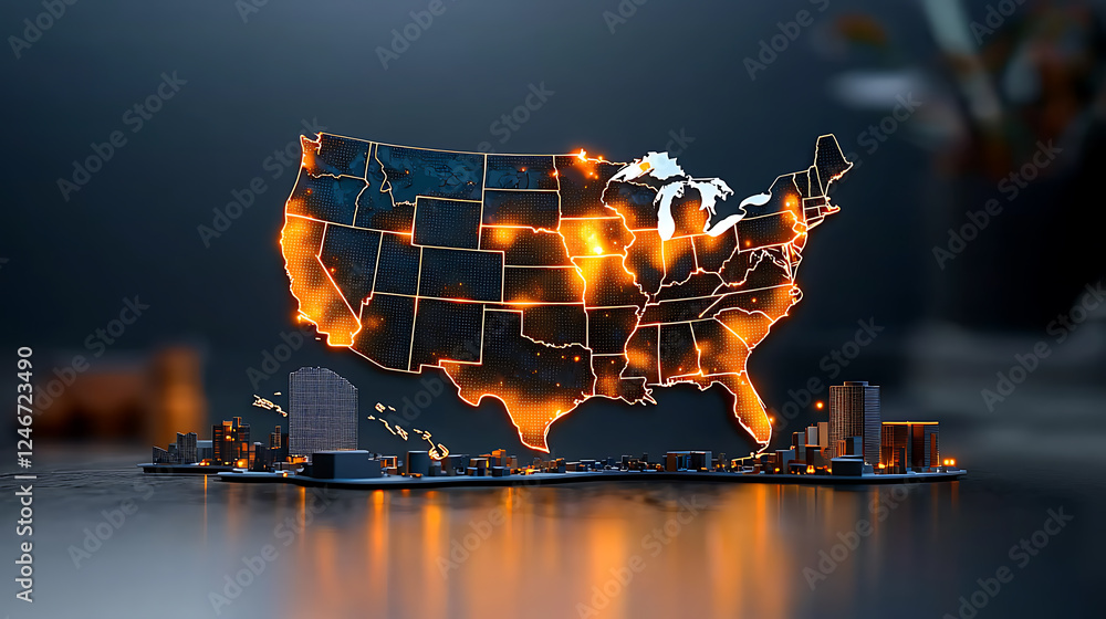 Poster dynamic visualization of united states energy consumption patterns digital infographic urban environ