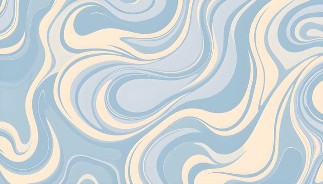Abstract fluid pattern, swirling blue and white marble texture, organic wavy lines, soft pastel color palette, smooth blended gradient, ethereal aquatic design