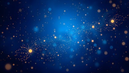 Obraz premium night sky, golden bokeh lights, blurred circles, magical atmosphere, dreamy, celestial, starry background, abstract, festive, glowing orbs, deep blue