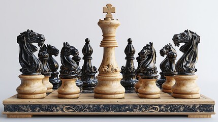 chess pieces on a chessboard. Chess pieces on a board on a white background. Playing chess board
