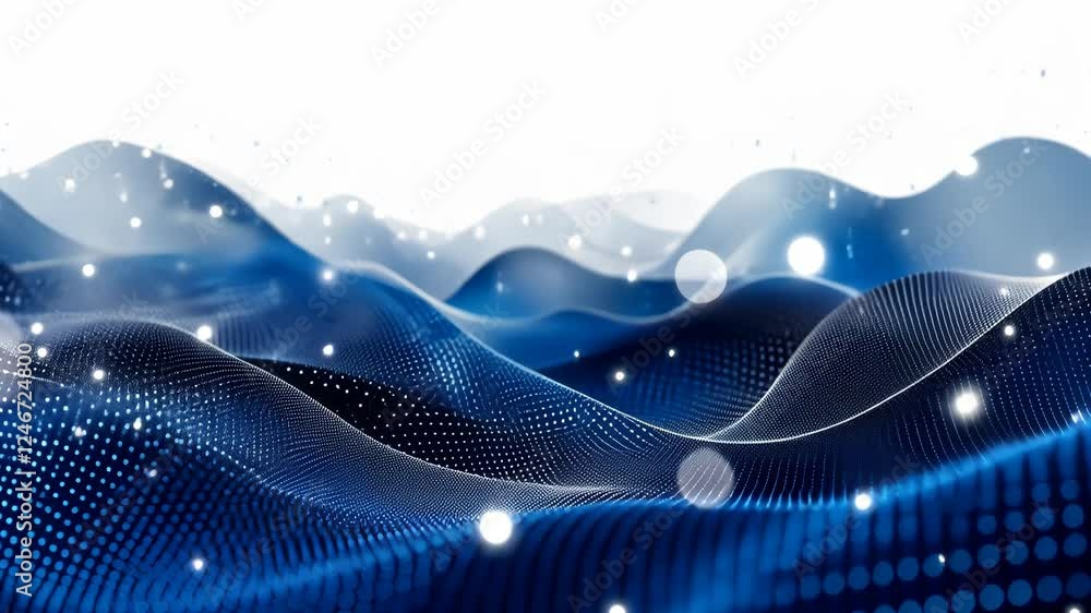 Aufkleber discover flowing blue waves illuminated by bright dots, creating a tranquil and captivating visual e