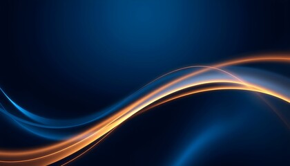 Obraz premium Abstract waves, flowing lines, blue and orange colors, dark background, glowing edges, motion blur, digital art, sleek design, futuristic, ethereal, dynamic curves, energy flow