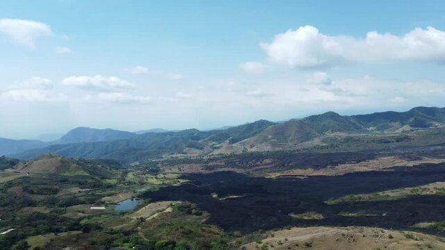 Petrified lava from Pacaya volcano on a cloudy day