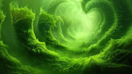 A mystical green abyss with swirling tendrils, evoking a sense of depth and natural beauty.