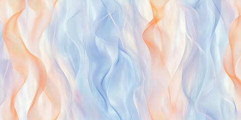 Obraz premium A seamless abstract background where pastel peach fuzz blends with soft chambray blue, creating an ethereal, dreamy atmosphere with smooth curves and gentle gradients that feel calm and soothing.