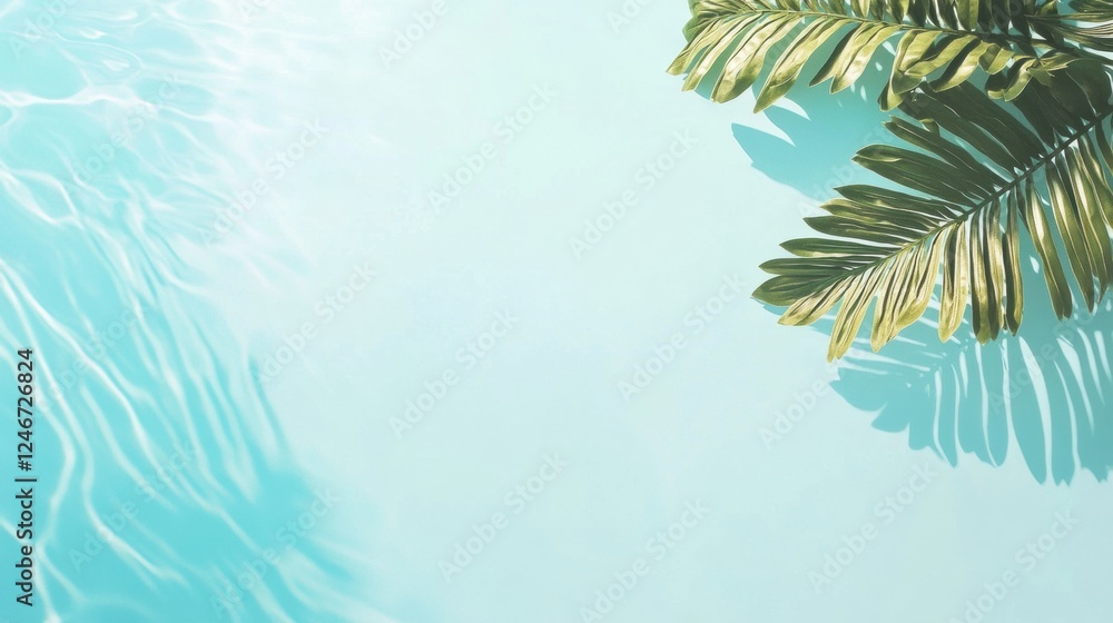Aufkleber discover a serene tropical beach with a coconut palm tree and clear turquoise water ideal for relaxa