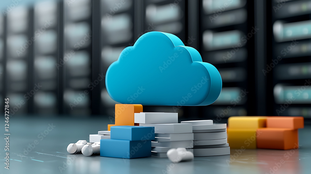 Aufkleber cloud computing technology data storage innovations server room digital assets futuristic environmen