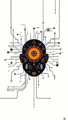 Obraz premium Circuit Brain, Conceptual Illustration of Artificial Intelligence Network