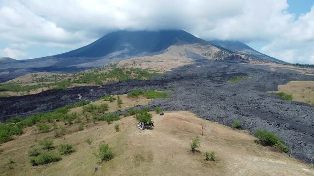 Petrified lava from Pacaya volcano on a cloudy day
