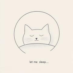 Minimalist logo featuring a serene cat illustration with a peaceful expression and a message for rest