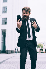 Businessman gesticulating during video call