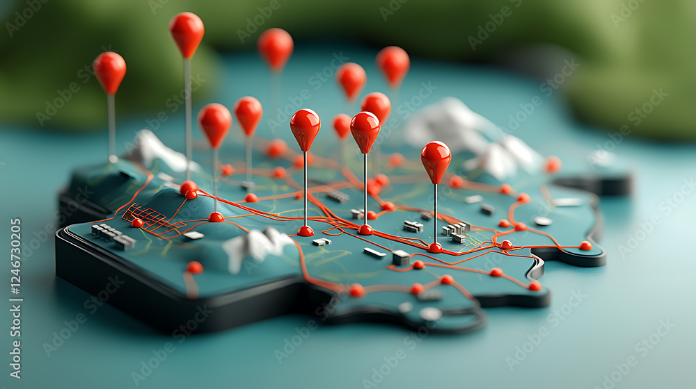 Aufkleber mapping connections innovative geolocation technology creative studio 3d visualization modern worksp