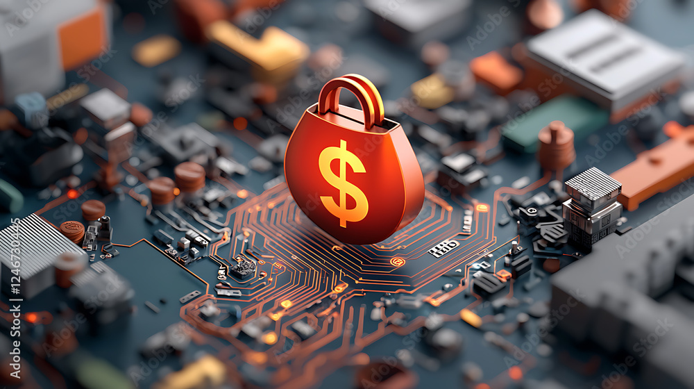 Poster digital security measures for financial data protection technology sector conceptual image cybersecu