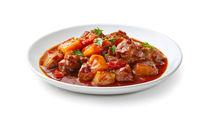 Delicious Meat Dish with Vegetables on a White Plate in Croatia