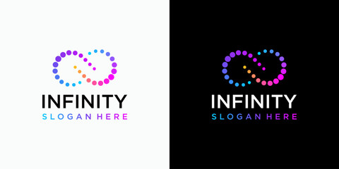 Colorful infinite science technology connection vector logo design with modern, simple, clean and abstract style.