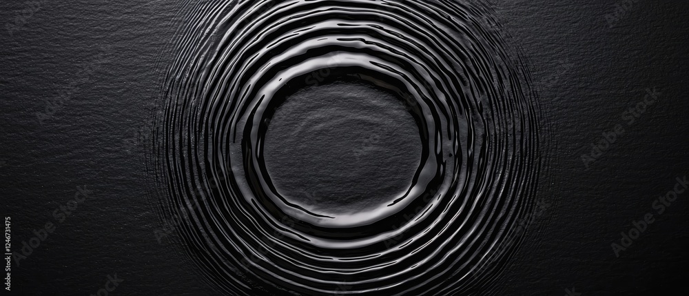 Poster abstract water ripples creating a mesmerizing circular pattern on dark surface.