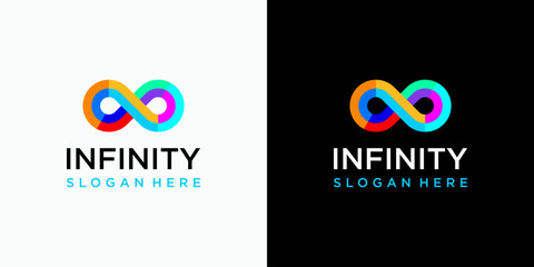 Colorful infinity vector logo design with modern, simple, clean and abstract style.