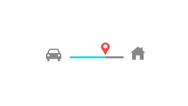 Navigation icon and red checkpoint icon. Loop animation on white background. motion graphic. 