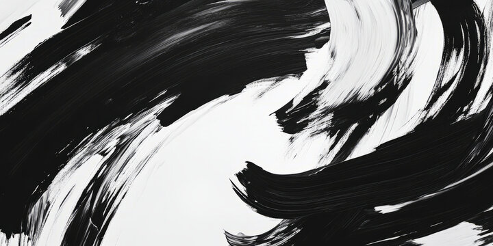 A dramatic black and white background with swirling, chaotic brushstrokes. The bold strokes and contrasting tones create a sense of intensity and raw energy, perfect for avant-garde art or rebellious