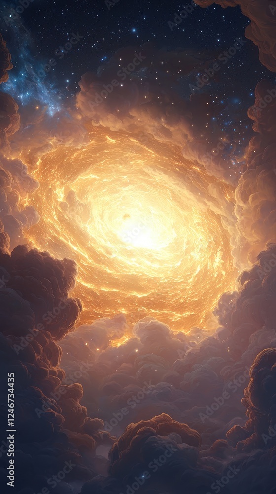Aufkleber cosmic explosion of light outer space digital artwork celestial environment perspective view abstrac