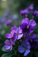 Obraz premium Velvety violets nestled among glicine flowers, whimsical scene, glicine flowers, delicate petals
