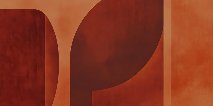 A modern burnt orange abstract background with layered geometric shapes, creating a sleek and stylish pattern with deep rust and terracotta tones.