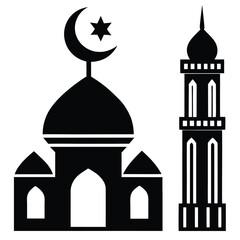 Obraz premium Moslem Mosque Minaret Silhouette icon Islamic Architecture