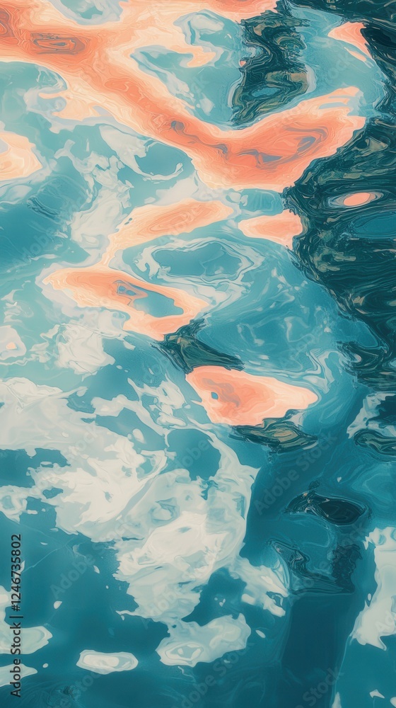 Poster dynamic water reflections abstract art nature calm environment close-up view fluidity concept