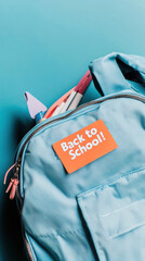 Naklejka premium Back to school essentials in a backpack with school supplies for academic preparation