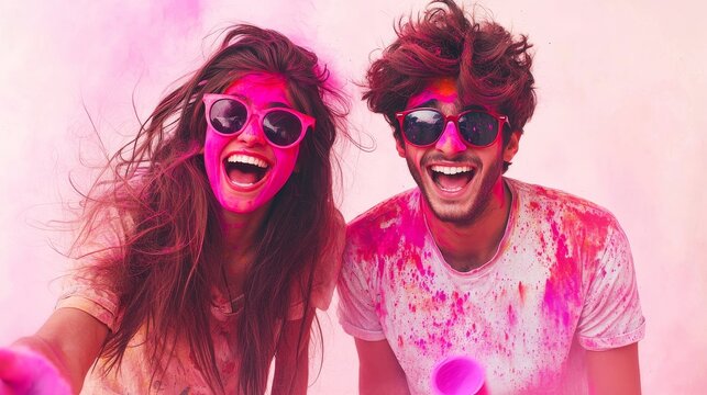 Celebrate colorful powder at india's holy festival vibrant celebration outdoor event joyful atmosphere