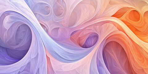 Obraz premium A seamless abstract design where soft, textured curves of lilac and peach fuzz create an ethereal, dream-like feeling with depth and intricate details.