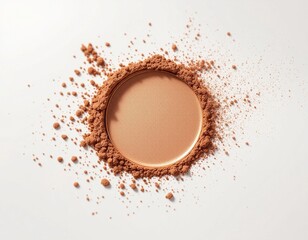 Bronze Powder Circle, Elegant Cosmetics Still Life on a Clean Background
