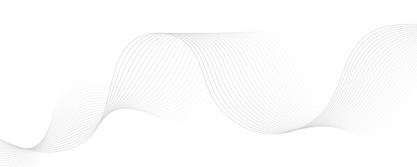 Gray wave curve lines abstract background with flowing particles. Digital energy waves technology concept. Modern backdrop design for business, presentation, banner.